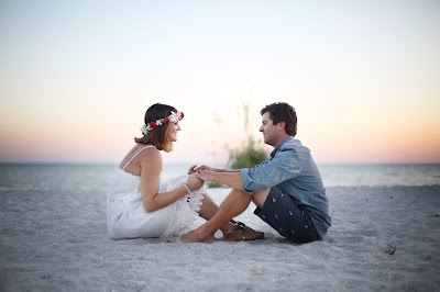 Sanibel couple on the beach at sunset