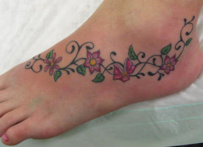 Flower Tattoo, Tattoo on Foot