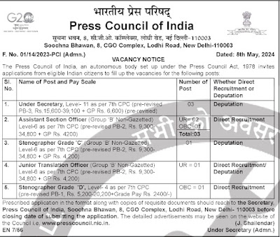 Press Council of India Notification 2024