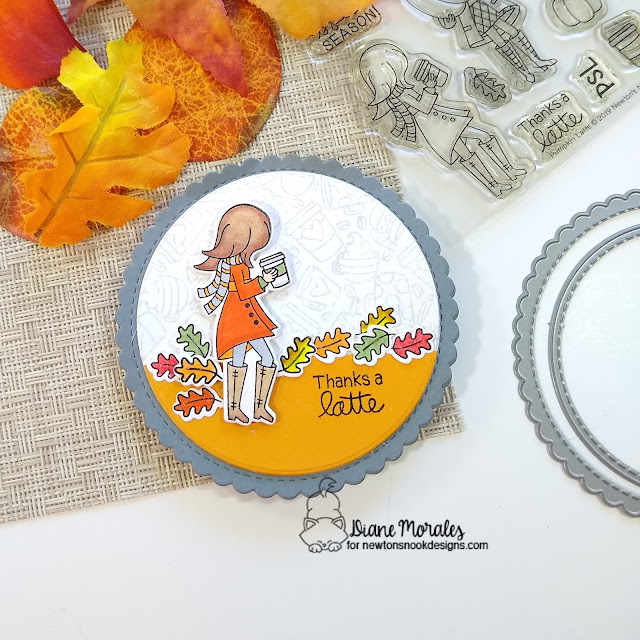 Cozy Coffee Card by Diane Morales | Pumpkin Latte Stamp Set, Circle Frames Die Set and Heartfelt Coffee Stamp Set by Newton's Nook Designs #newtonsnook #handmade