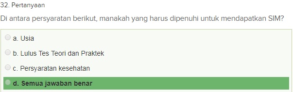 Contoh Soal Ujian teori SIM A dgn Kunci Jawaban Oktober 2018