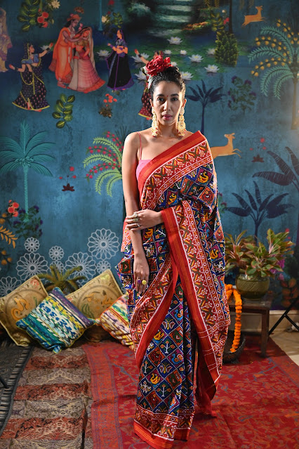 Multicolour double ikat patan patola saree