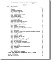 KBP Broadcast Code of the Philippines 2007 - Table of Contents