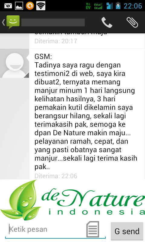 Testimoni di atas adalah bukti SMS real dari penderita kutil kelamin yang sudah sembuh, bukan hasil rekayasa kami