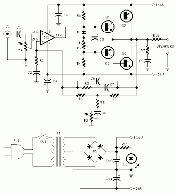 10 W Audio Amplifier Circuit Diagram
