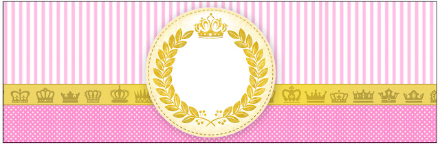 Golden Crown in Pink with Stripes and Polka Dots Free Printable Candy Bar Labels.