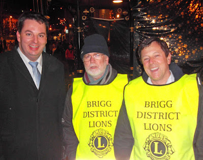 Brigg & Goole MP Andrew Percy with Lions at the Christmas Market in Brigg town centre