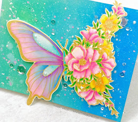 #cardbomb, #mariawillis, The Ton, Simon Says Stamp, #butterfly, #flowers, #watercolor, #tonicstudios, #tonicstudiosusa, #nuvo, #nuvodreamdrops, #distressoxideinks, Ranger Ink, #inkblending, #stamps, #ink, #paper, #cards, #art, #handmade, #handmadecards, #cardmaking, 