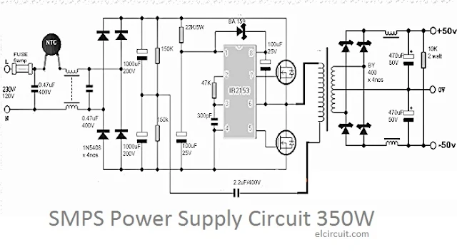 350W SMPS Power Supply Circuit Diagram