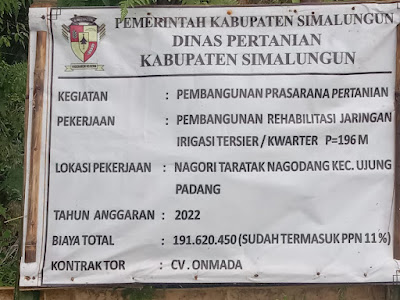 Baru Satu Bulan Selesai Dikerjakan,Pembangunan Saluran Irigasi Persawahan DiTeratak Nagodang Ujung Padang Rusak Parah.