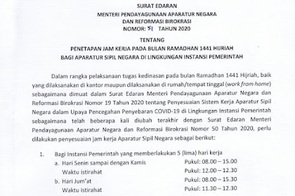 Inilah Jam Kerja ASN pada Bulan Ramadan 1441 Hijriah 