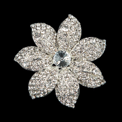 Diamante Flower Brooch
