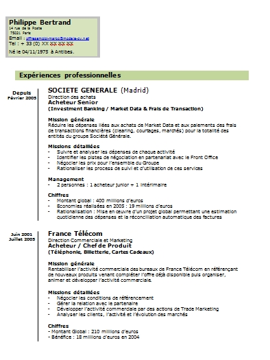 Modèles de CV : Exemple de CV Classique‏ - Acheteur Senior 