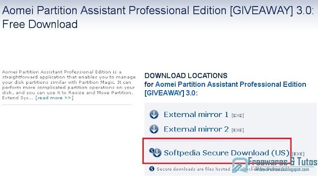Offre promotionnelle : Aomei Partition Assistant Professional Edition gratuit !  (2ème édition)