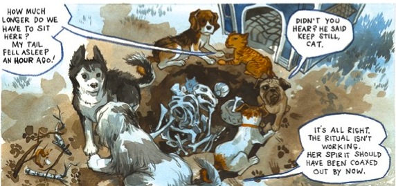 Dogs conversing in 'Beasts of Burden' comics panel