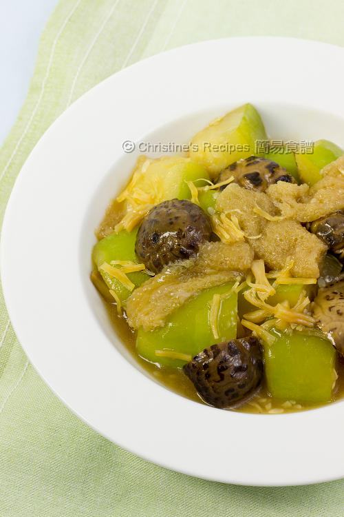 節瓜燜竹笙瑤柱冬菇 Braised Hairy Melon with Bamboo Fungus01