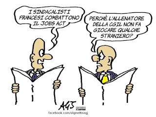 jobs act, francia, sindacati, cgil, scioperi, vignetta, satira