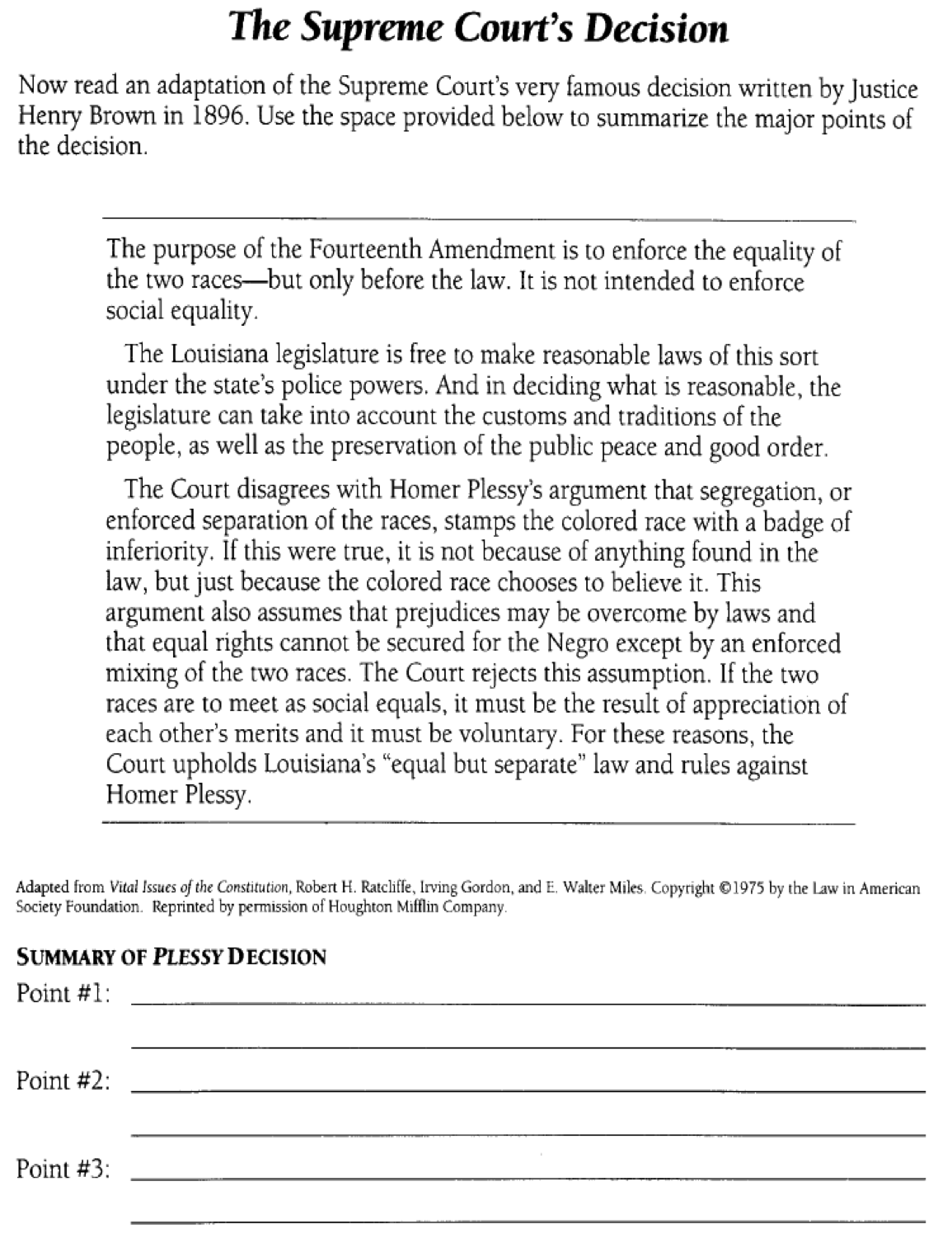 plessy vs ferguson essay