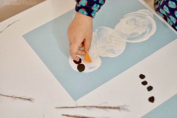 Snowman potato printing- a fun Winter craft for kids