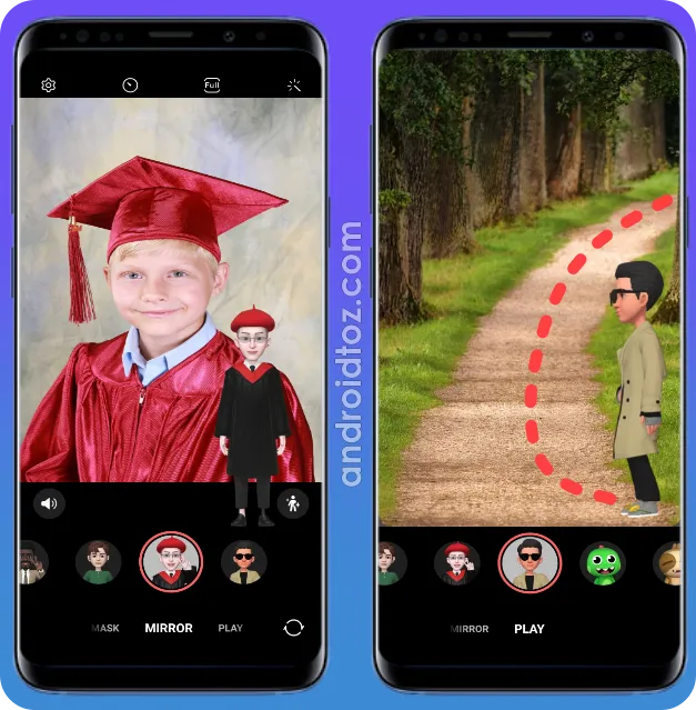 Mirror and Play Modes in Samsung AR Emoji Camera App