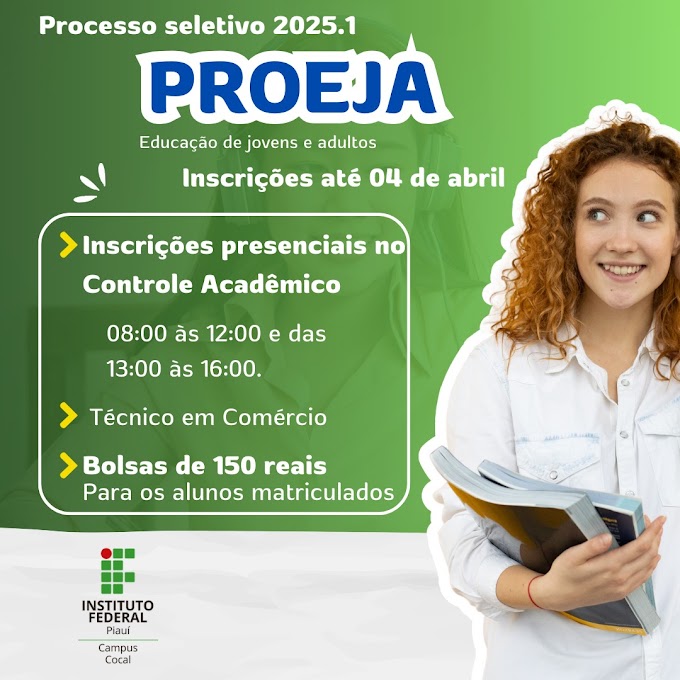 IFPI abre inscrições para curso técnico em Comércio pelo PROEJA em Cocal