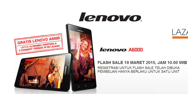 Flash Sale Lenovo A6000 Kembali Dibuka 25 Maret di Lazada