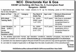 NCC Directorate Kar and Goa Notification 2017 www.indgovtjobs.in