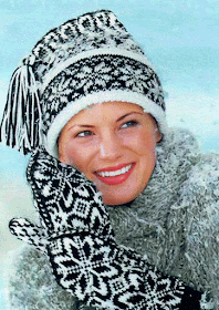 Шапочка и варежки с норвежским узором спицы