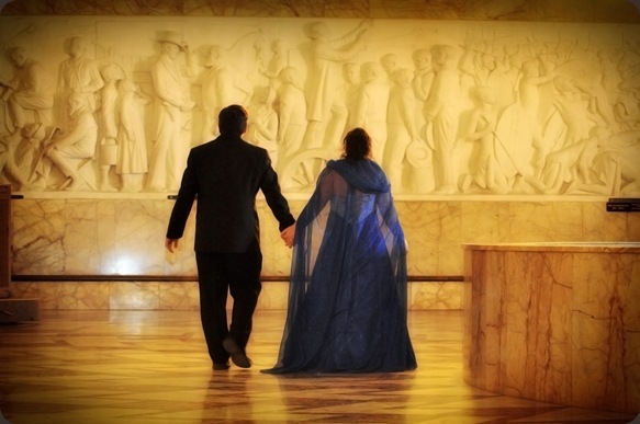 Bride and groom inside Voortrekker Monument- Joretha taljaard Wedding Photography
