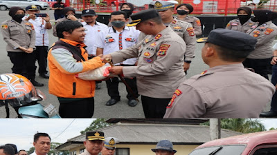 Polres Lambar Bersama Kodim 0422 dan Dinas Terkait, Kembali Bagi Bansos Berupa Paket Sembako