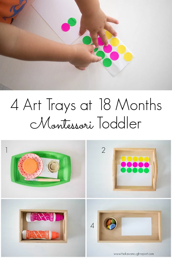 Four Montessori art trays to try with your young toddlers. These options are perfect for promoting fine motor skills and creative expression.