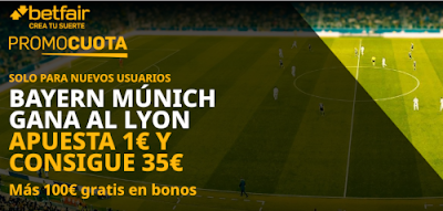 betfair supercuota Bayern gana Lyon 19 agosto 2020