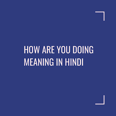 How are you doing Meaning in Hindi
