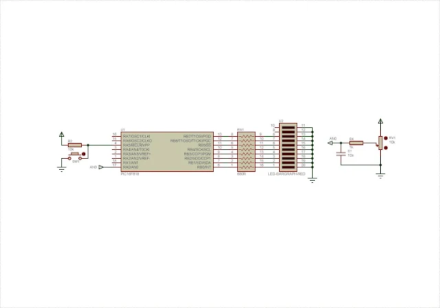 PIC16F818 A/D Converter Bar-graph Example in XC8