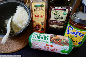 image of ingredients used to make Instant Pot Taco Rice