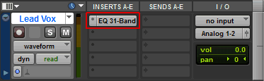 Pro tools track showing inserted plug-in