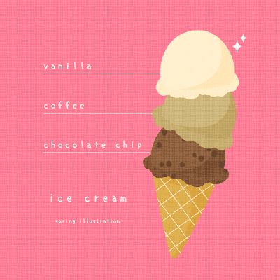 【アイスクリーム】夏スイーツのおしゃれでシンプルかわいいイラスト