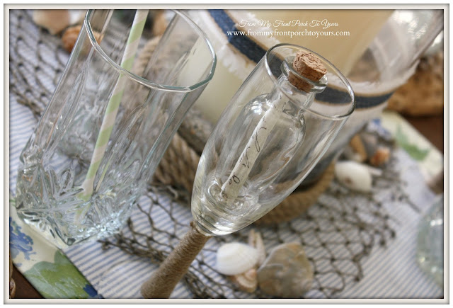 Message In A Bottle Wine Glass-Nautical Dining Room- From My Front Porch To Yours