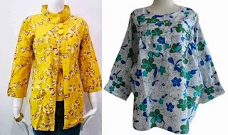 model baju batik atasan wanita gemuk lengan panjang