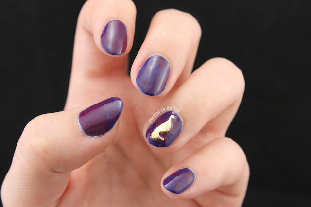 Navy & Purple Dry Marble with Some Hex Nail Jewelry