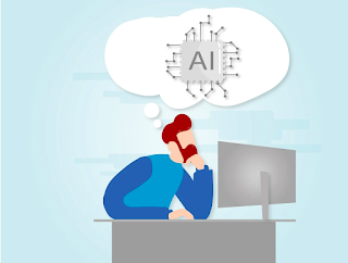 Artificial intelligence (AI), man sitting at the desk