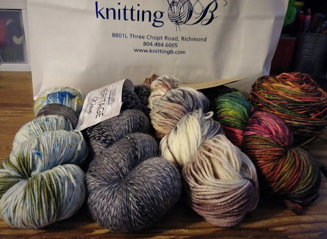 yarn shopping at Knitting B's in Richmond, VA in preparation for Hurricane Florence