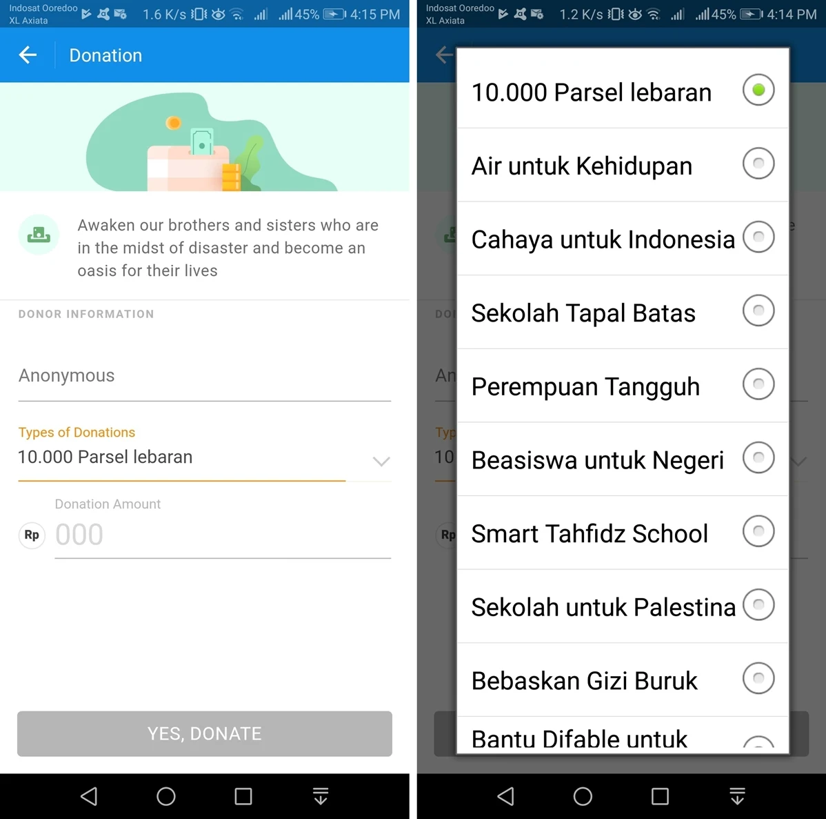 Menu Donasi di Aplikasi Dana (Endah/Teknogav.com)