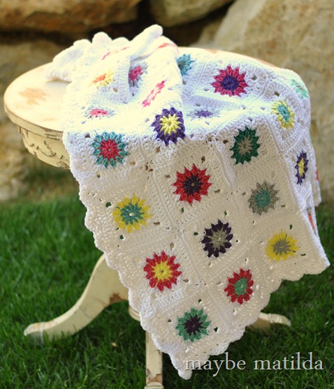 Pink Granny Square Blanket by Maybe Matilda