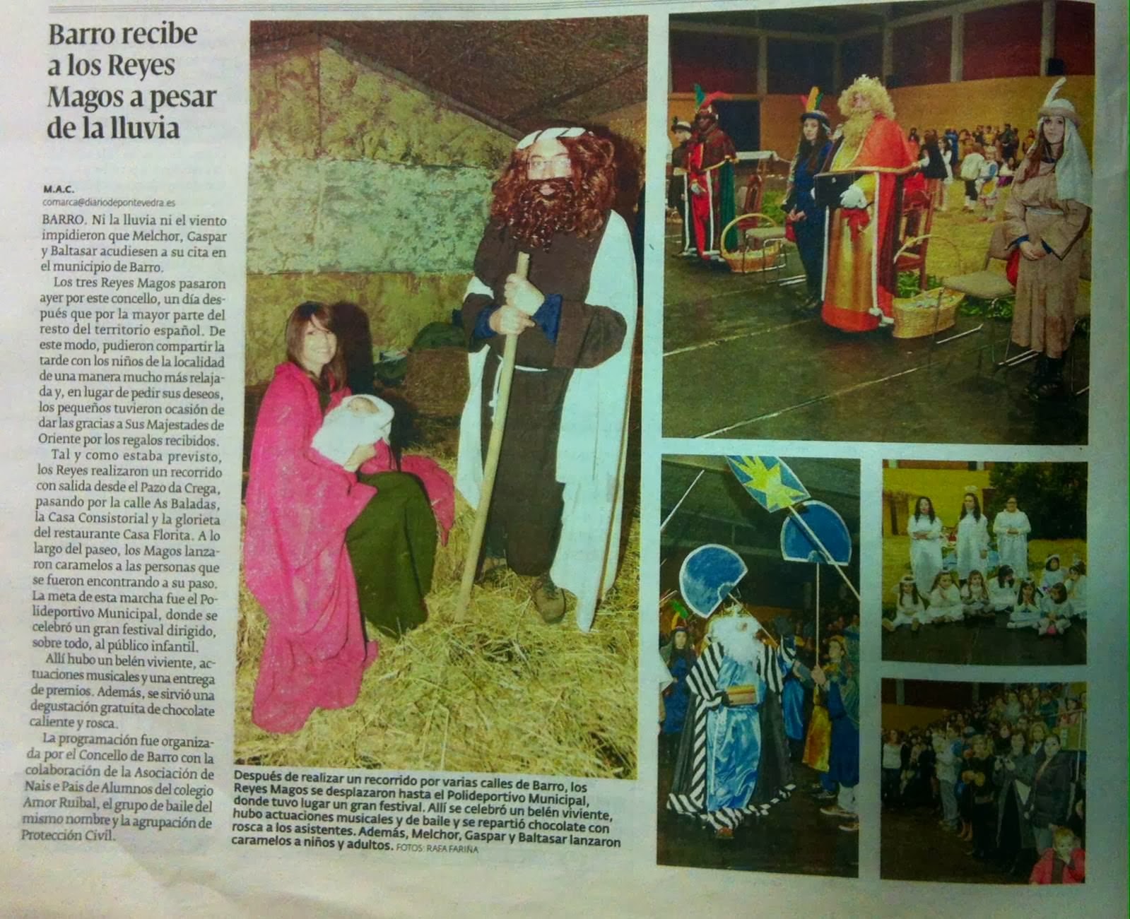 Barro recibe a los Reyes Magos a pesar de la lluvia.