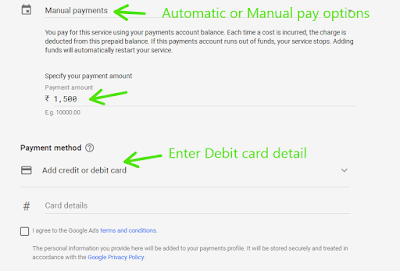 add credit or debit card for payment
