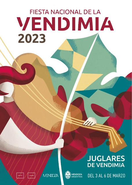 afiche oficial de Juglares de Vendimia 2023 con dibujos artísticos