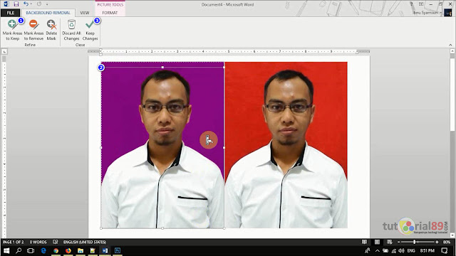 Cara mengganti backgraund pas photo di word + Video