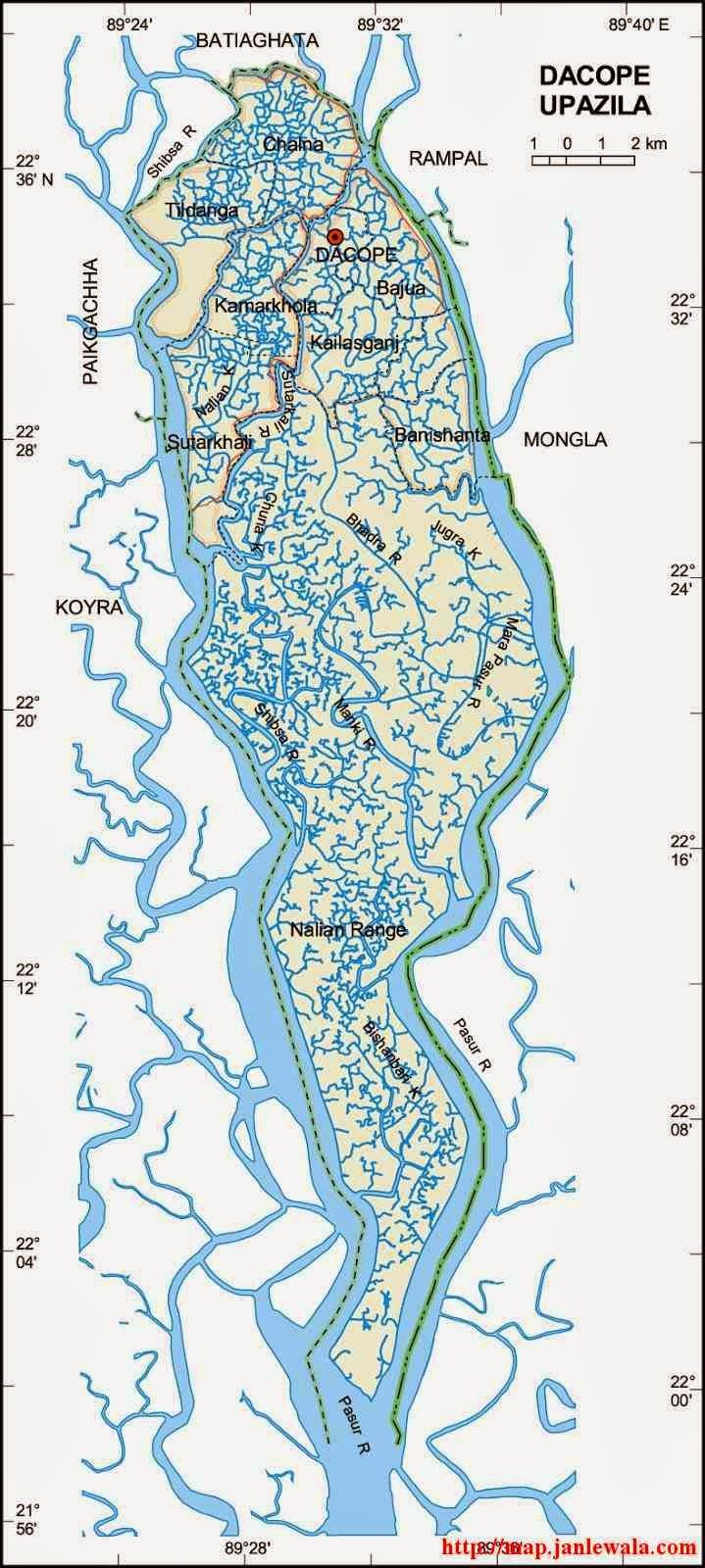 dacope upazila map of bangladesh