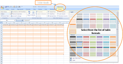 Formatting tables in Excel